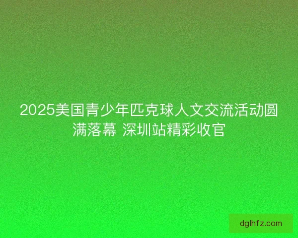 2025美国青少年匹克球人文交流活动圆满落幕 深圳站精彩收官